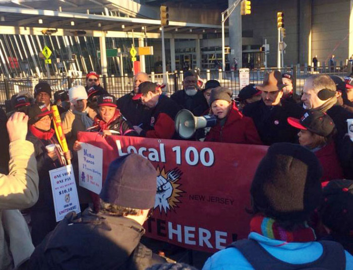 Local 100 members gathered with their political and community supporters at New York City’s JFK airport to call for an equal $10.10 minimum wage for ALL airport workers.